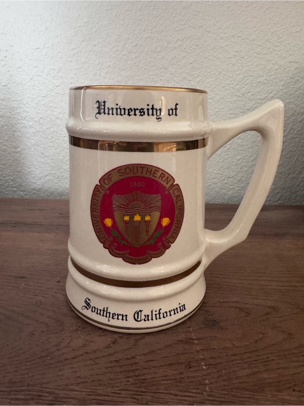 Gold-Trim Ceramic Beer Stein